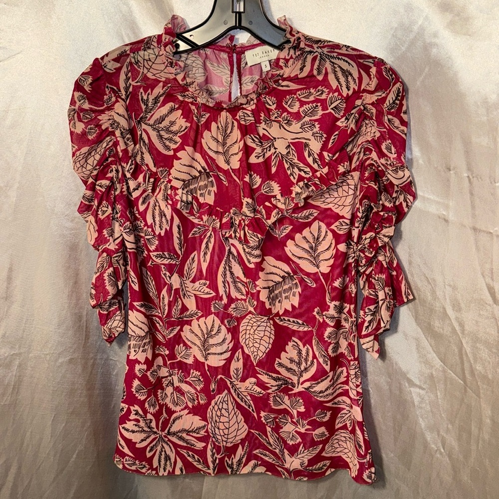 Ted Baker blouse‎ size 5 pink print